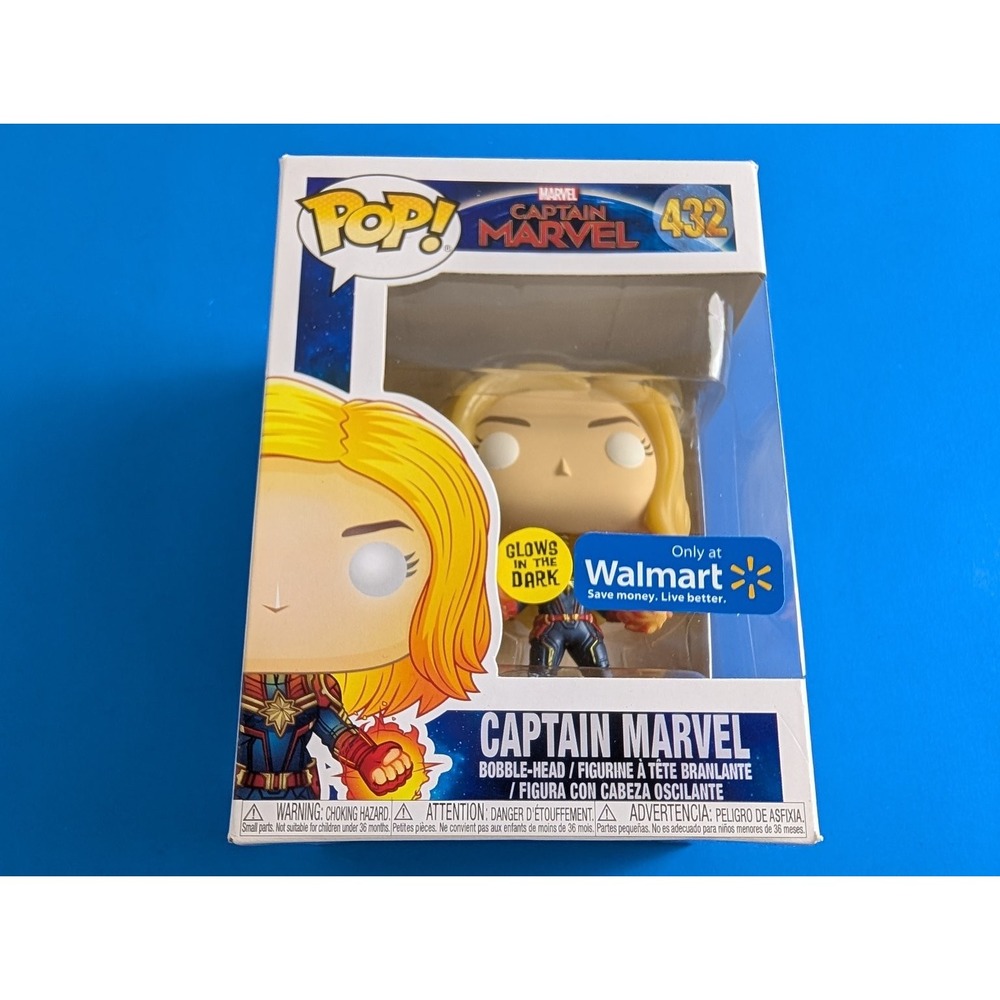 Funko Pop Captain Marvel #432 Walmart Exclusive GITD Vinyl Bobble-Head